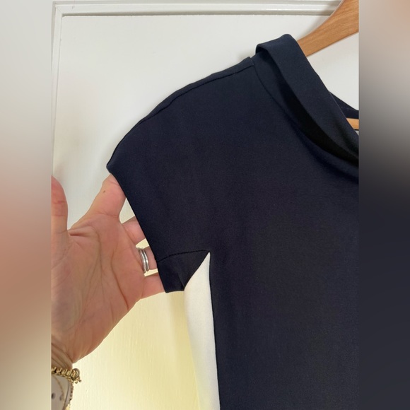 Hobbs Lenora Fit & Flare Dress Black White Ponte Side Stripe Peter Pan Collar 6 - Picture 6 of 12